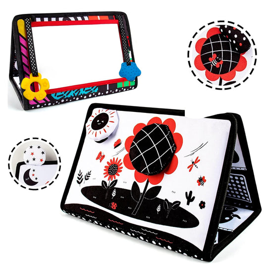 Baby Mirror Book with Soft Silicone Teether