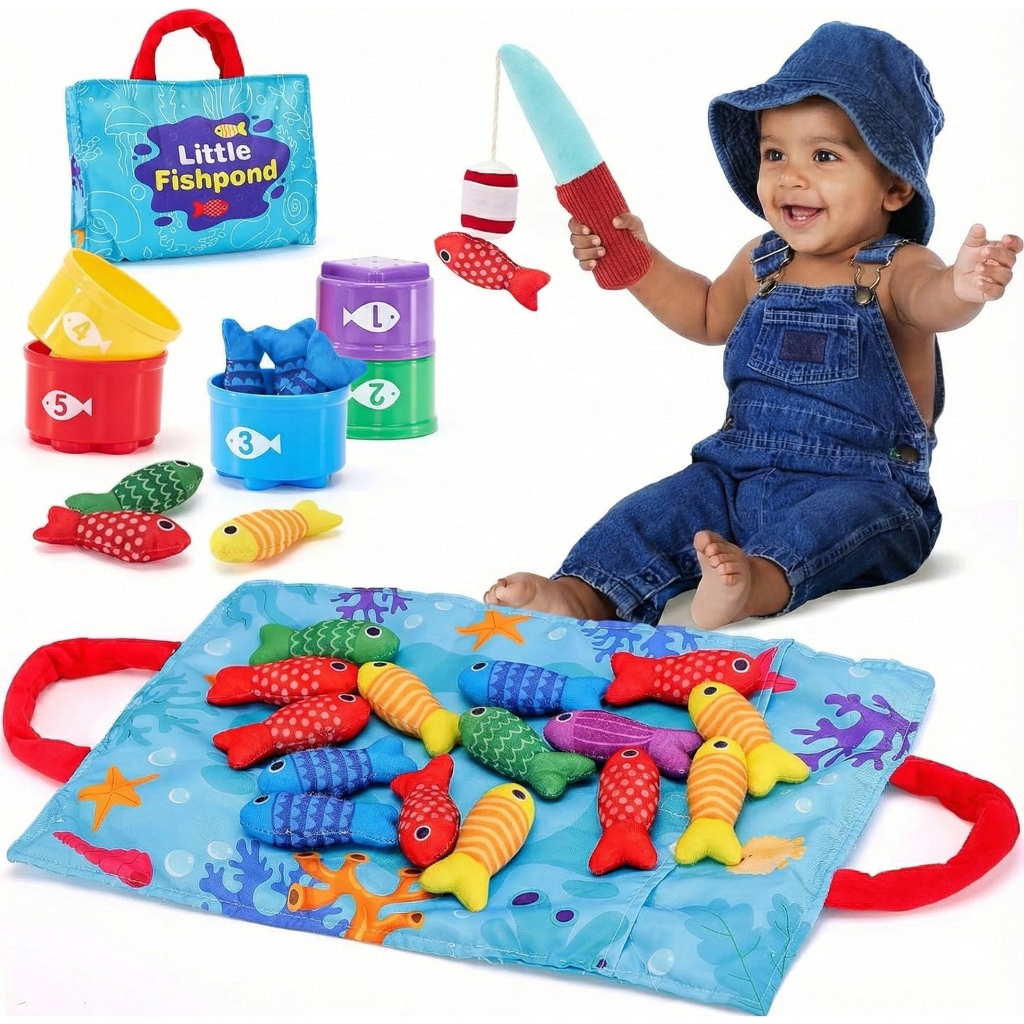 Montessori 2-in-1 Fishing & Stacking Counting Toy