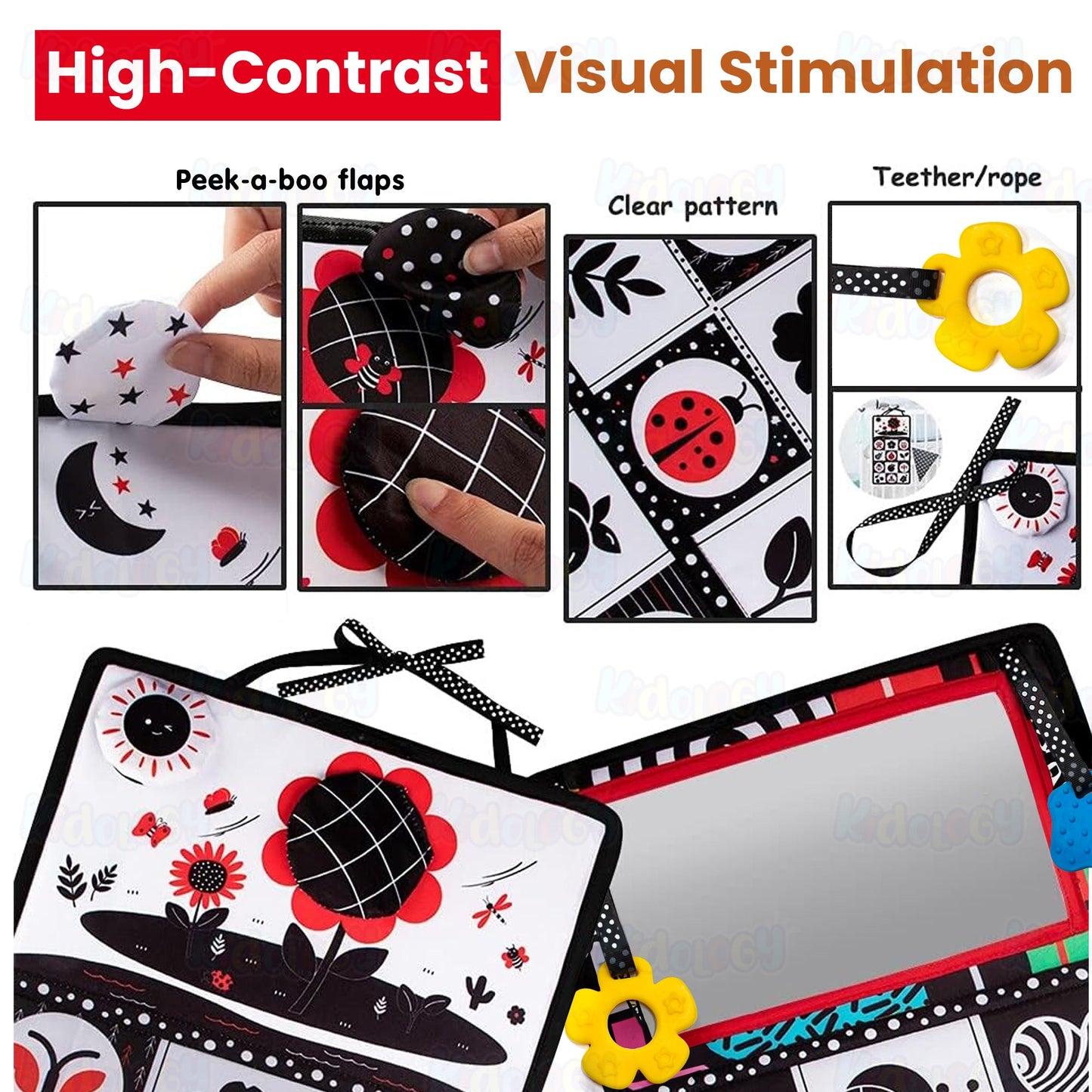 Baby Mirror Book with Soft Silicone Teether