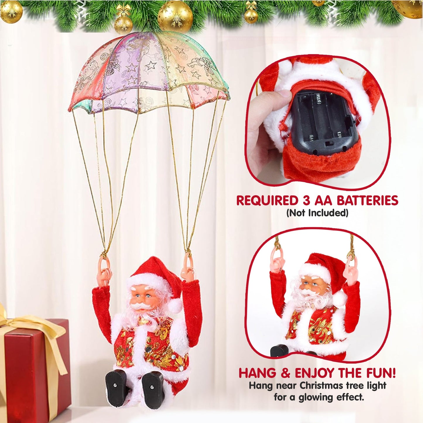 Tumbling Parachute Santa Toy