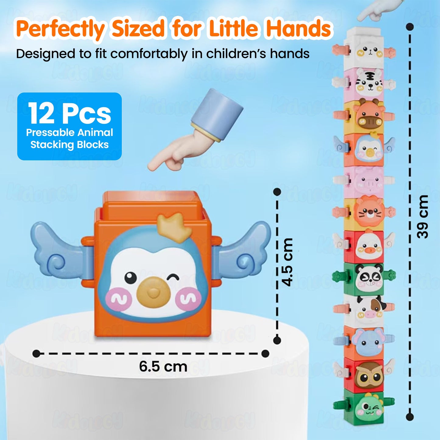 12-Piece Pressable Animal Stacking Blocks