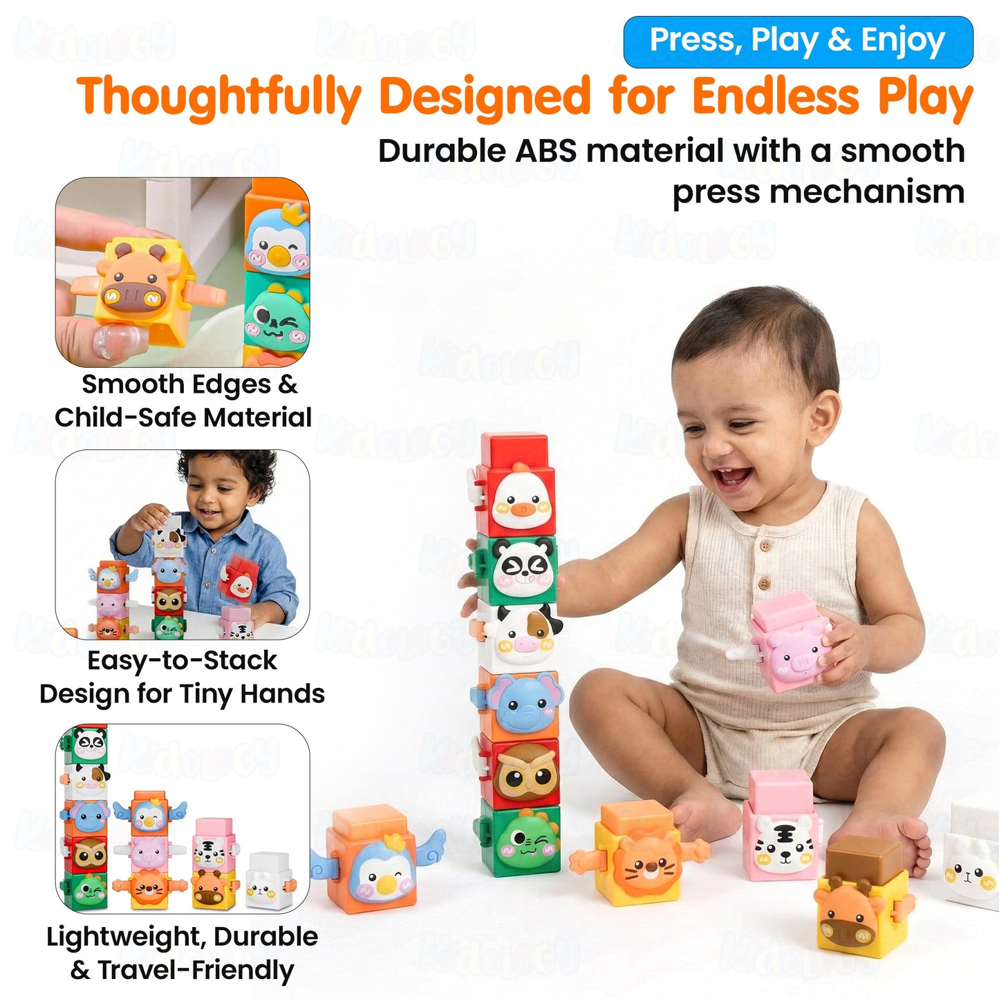 12-Piece Pressable Animal Stacking Blocks