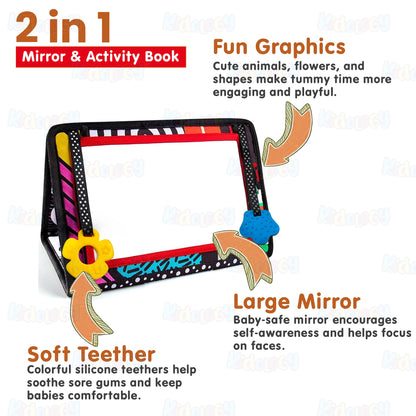 Baby Mirror Book with Soft Silicone Teether