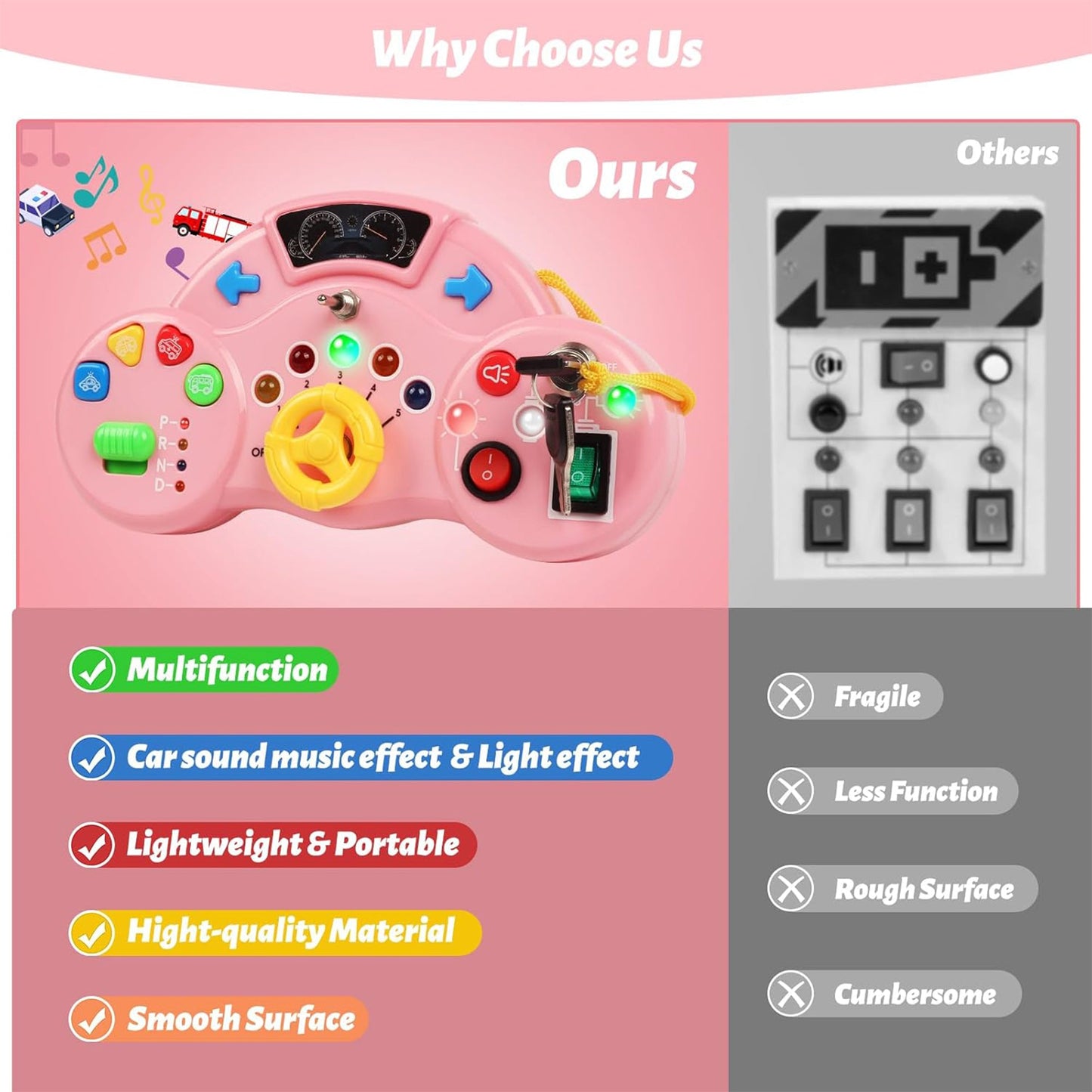 Montessori Busy Board Switch LED Light Game