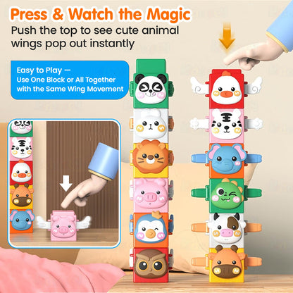 12-Piece Pressable Animal Stacking Blocks