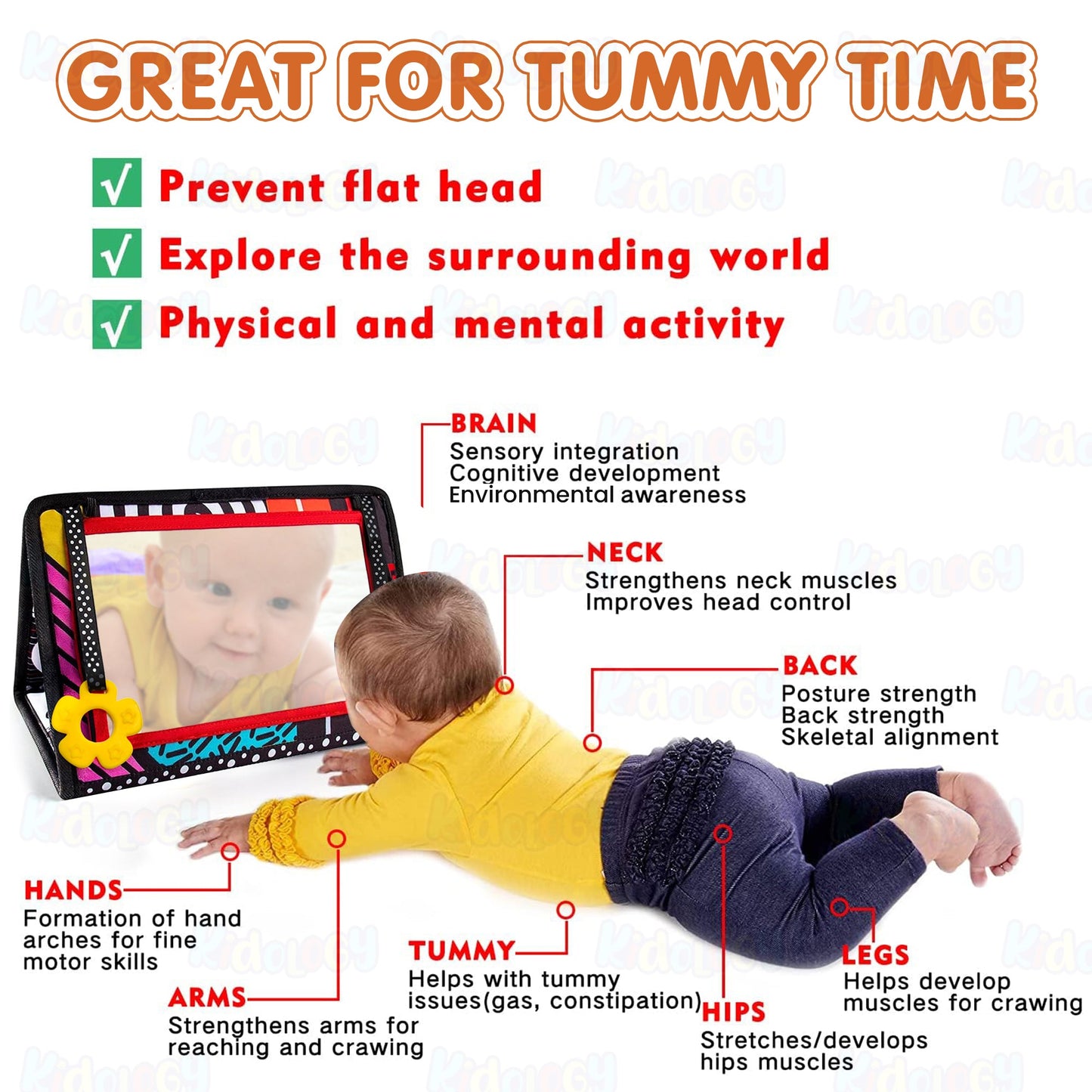 Baby Mirror Book with Soft Silicone Teether