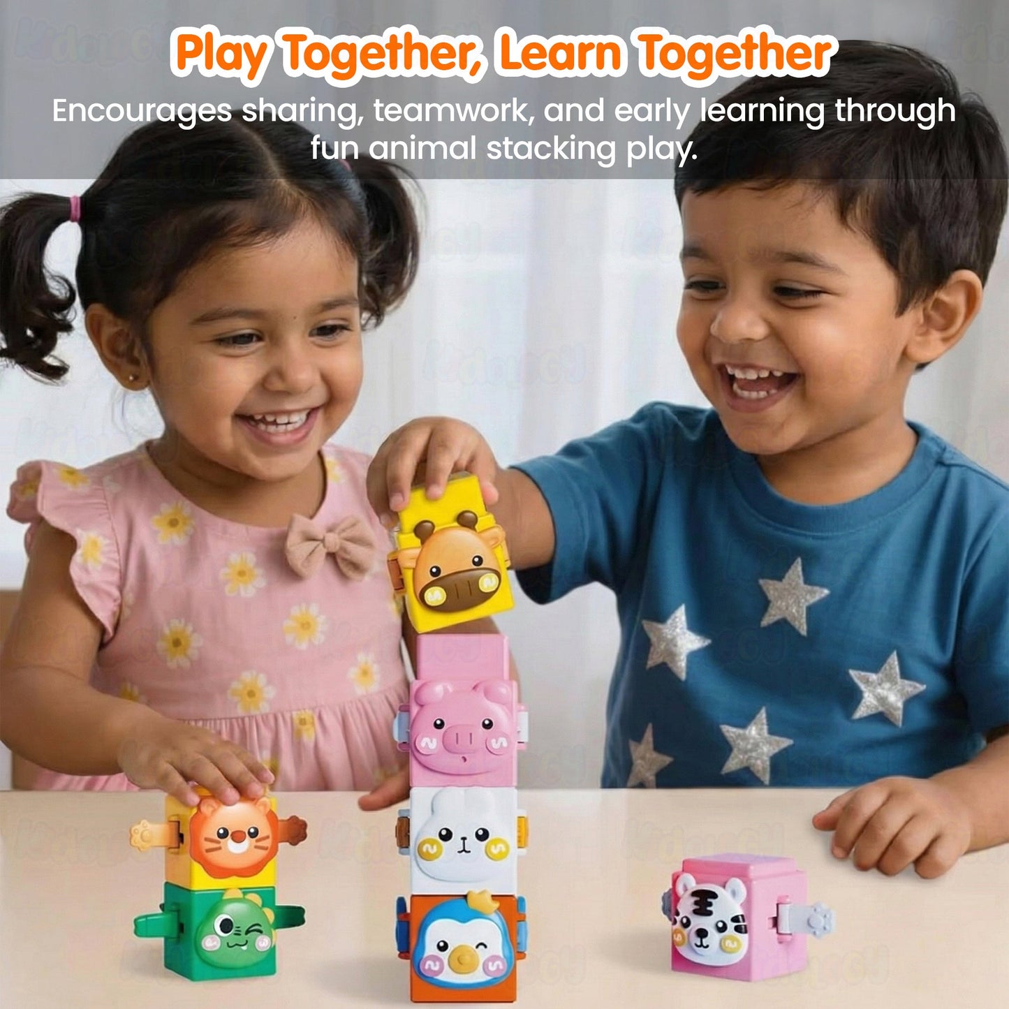 12-Piece Pressable Animal Stacking Blocks