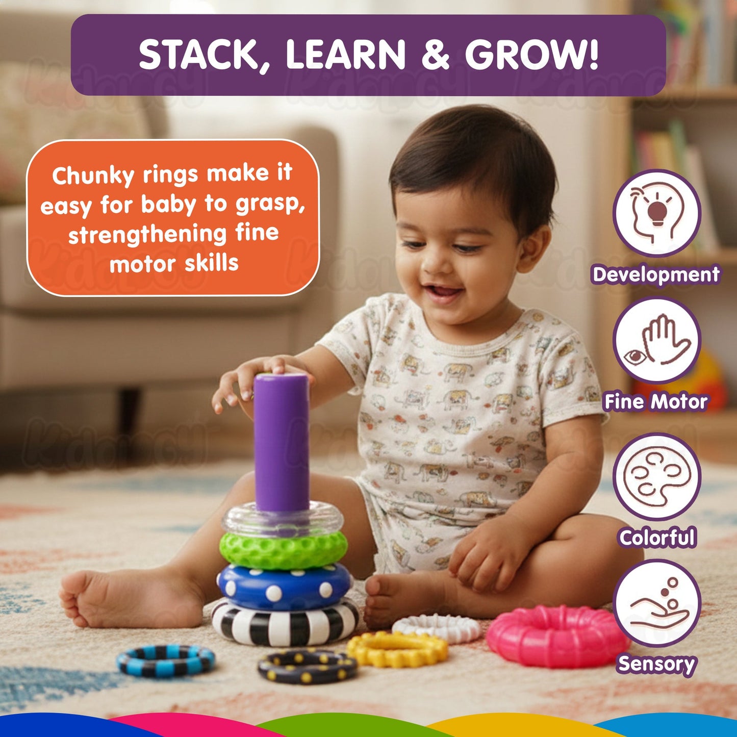 Sensory Stacking Rings with Rattle