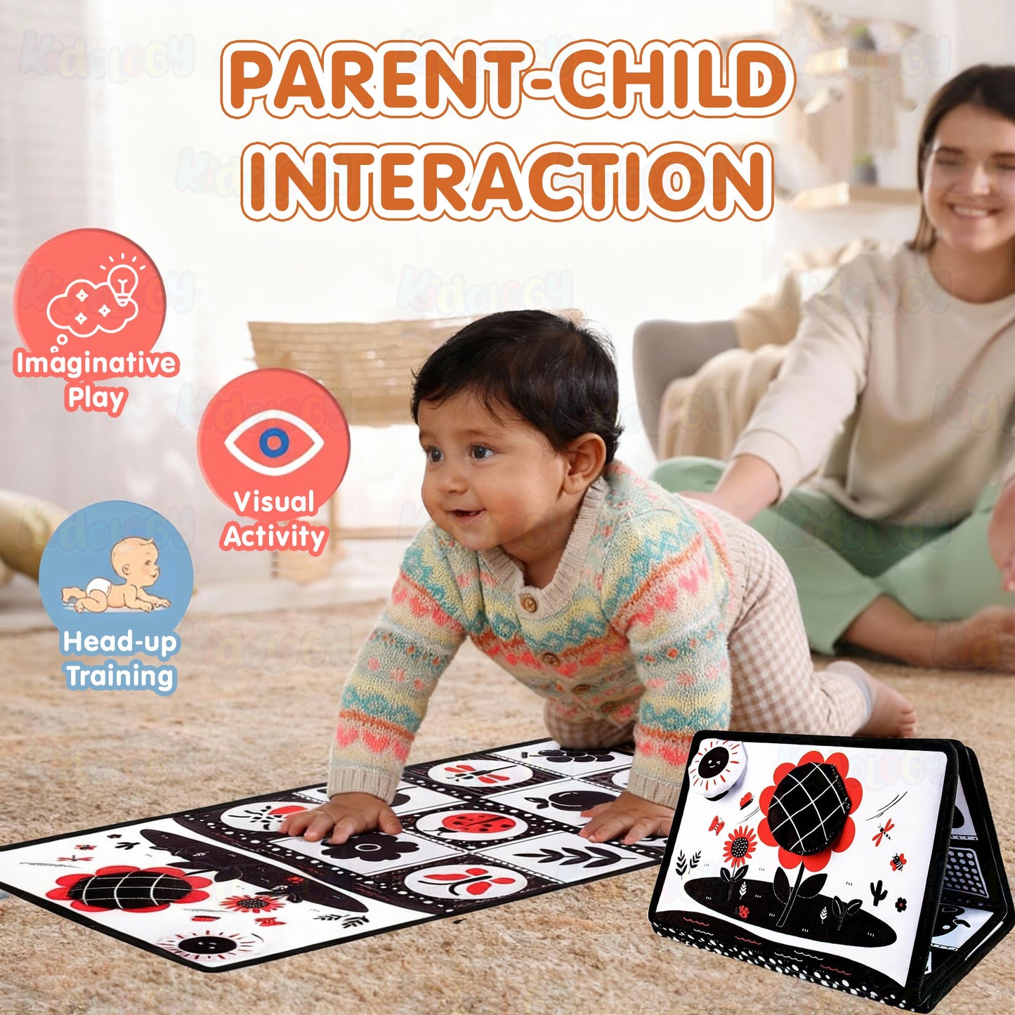 Baby Mirror Book with Soft Silicone Teether