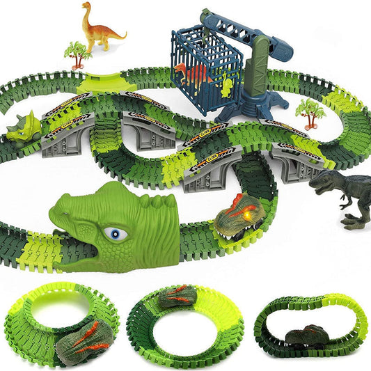 Dinosaur Electric Flexible Rail Track Toy 142 Piece Set