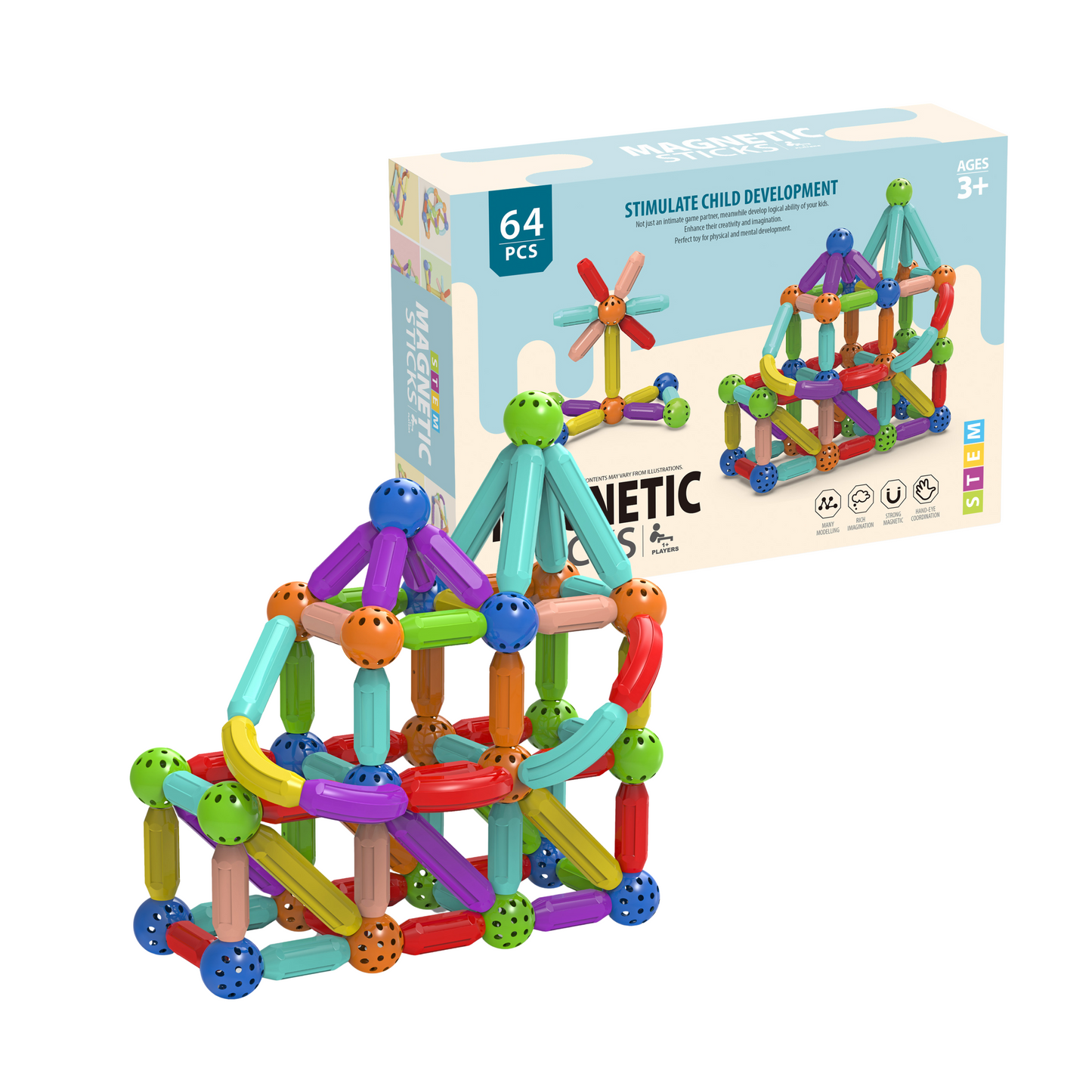 Magnetic Sticks Building Blocks Learning Toy