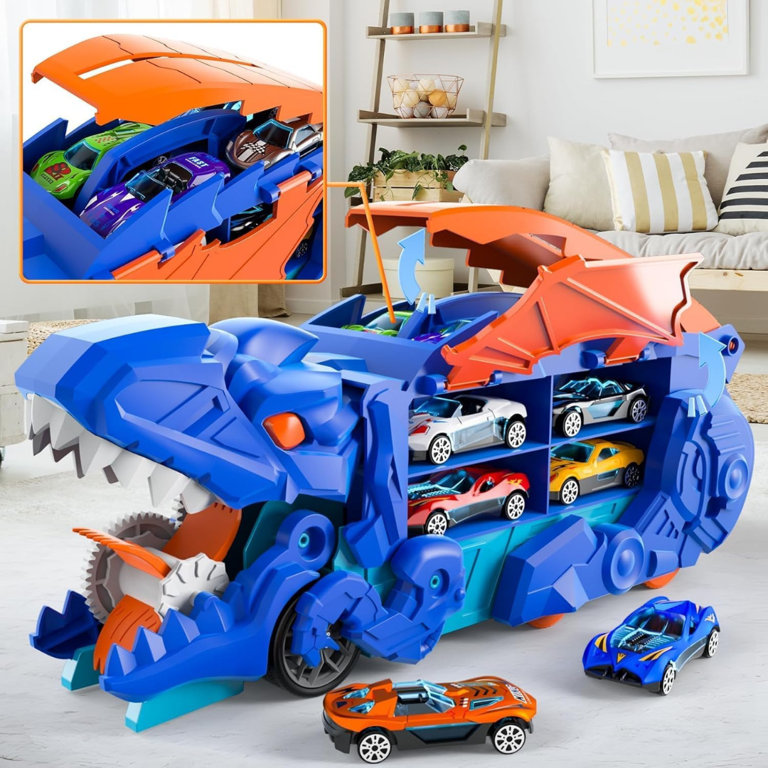 2 in 1 Foldable Dinosaur Transport Truck