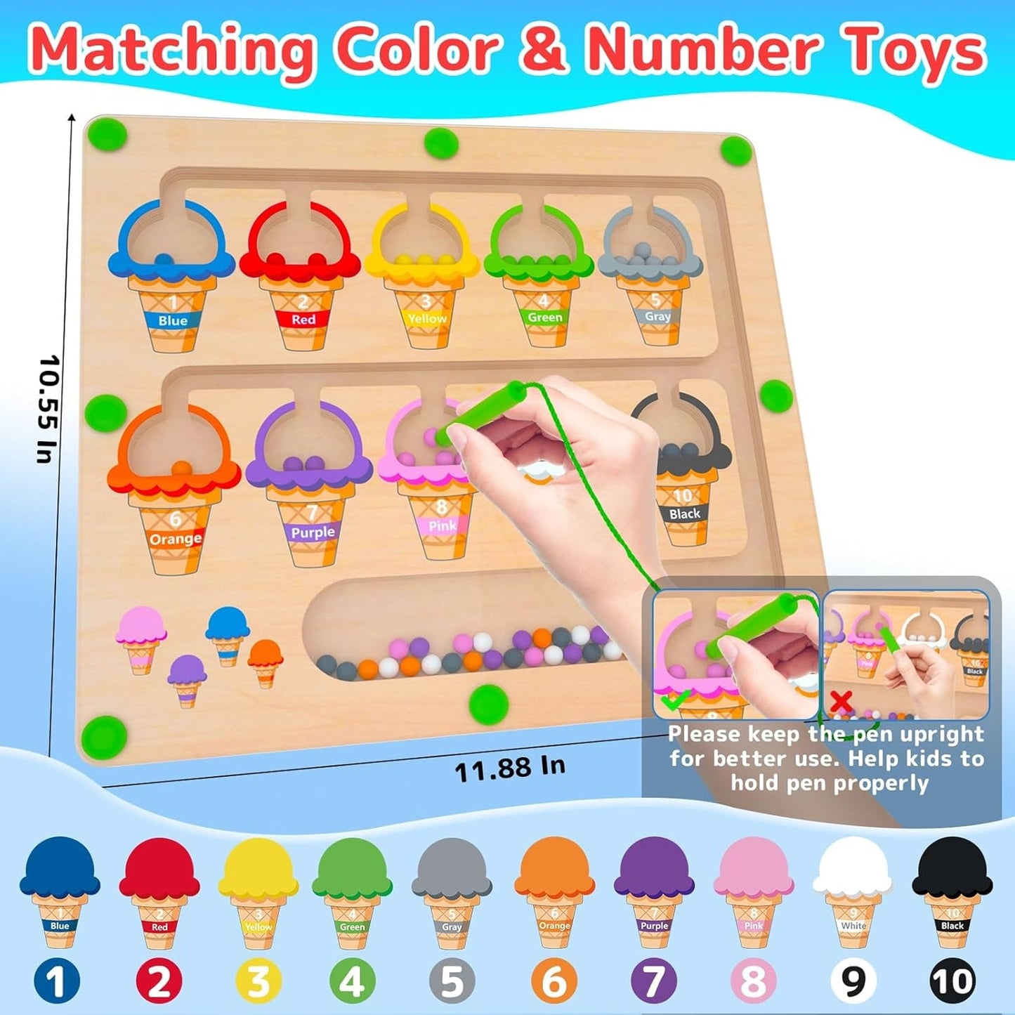 Magnetic Color & Number Maze Board Toy