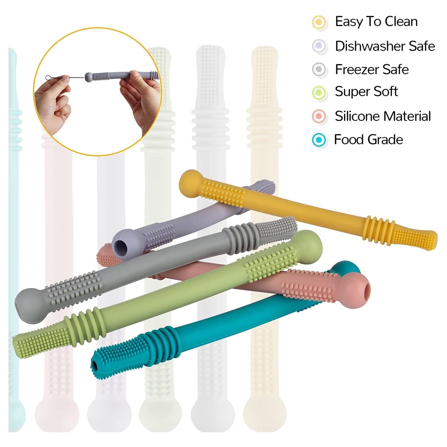 Silicone Tube Teething for Toddlers – Set of 3