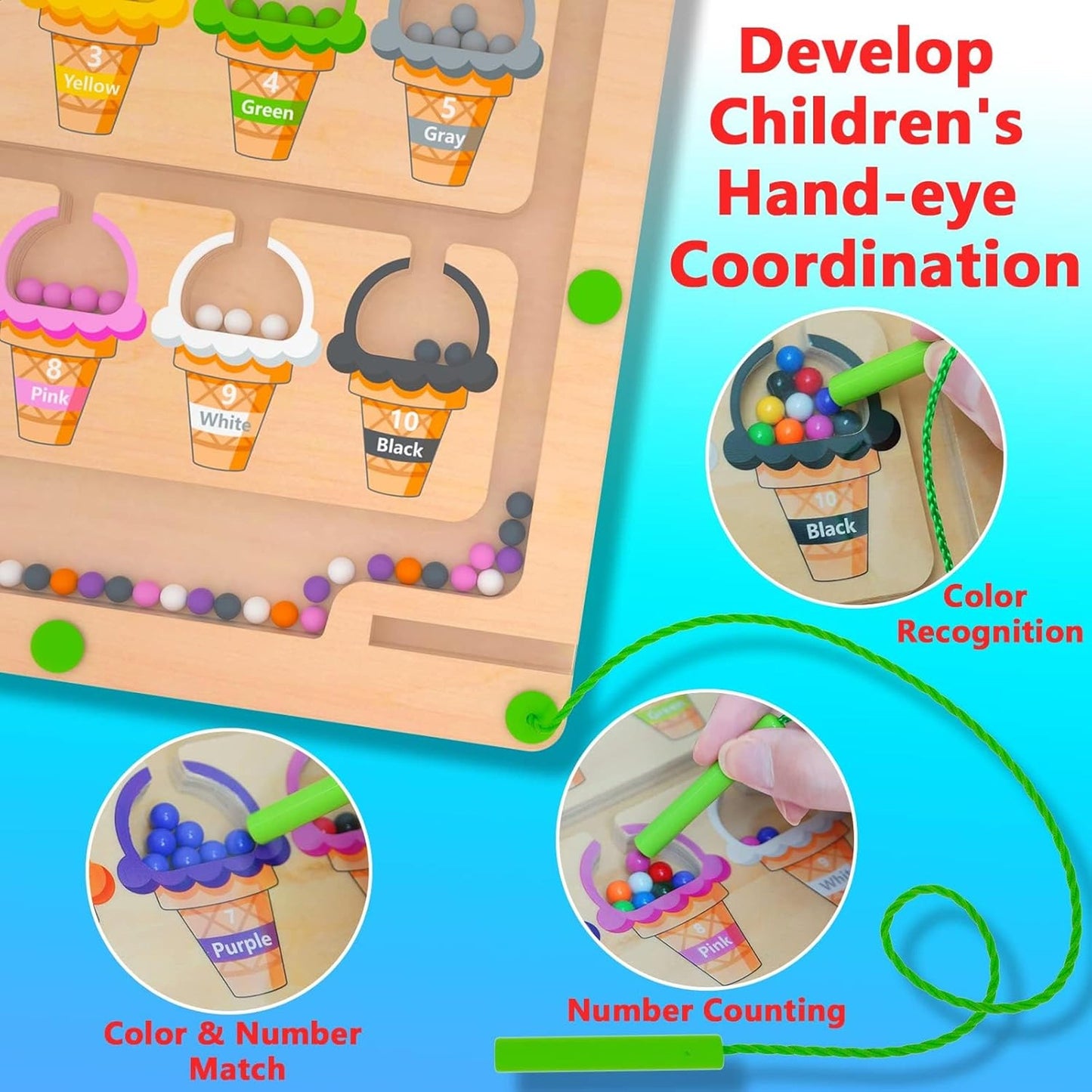 Magnetic Color & Number Maze Board Toy