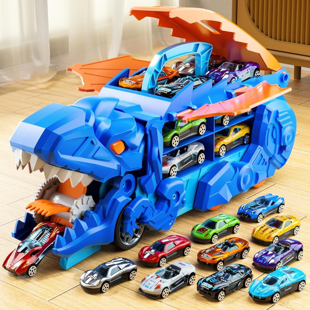 2 in 1 Foldable Dinosaur Transport Truck