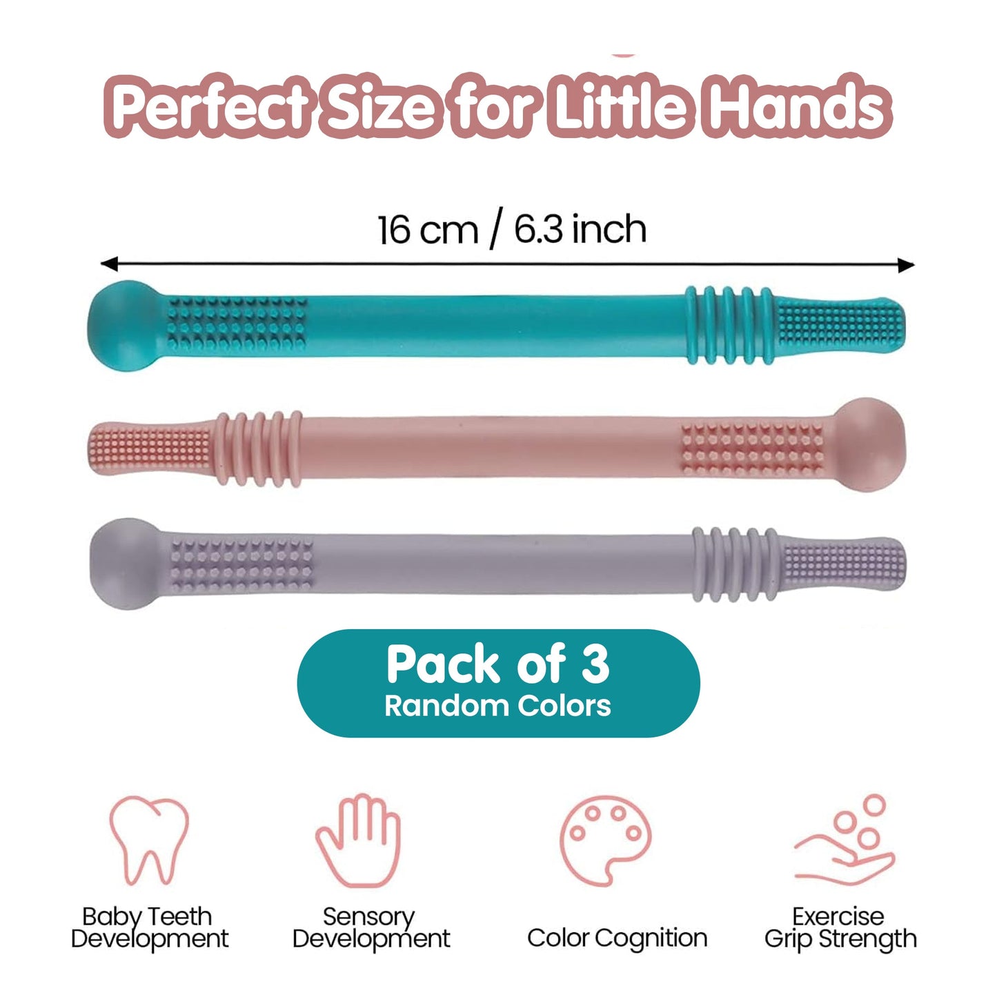 Silicone Tube Teething for Toddlers – Set of 3