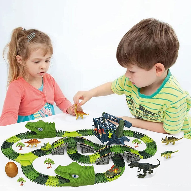 Dinosaur Electric Flexible Rail Track Toy 142 Piece Set