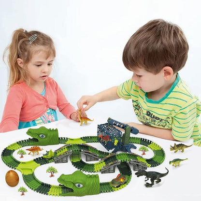 Dinosaur Electric Flexible Rail Track Toy 142 Piece Set