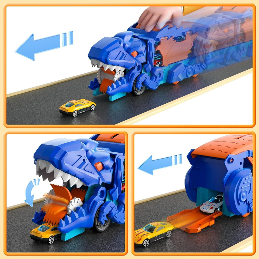 2 in 1 Foldable Dinosaur Transport Truck