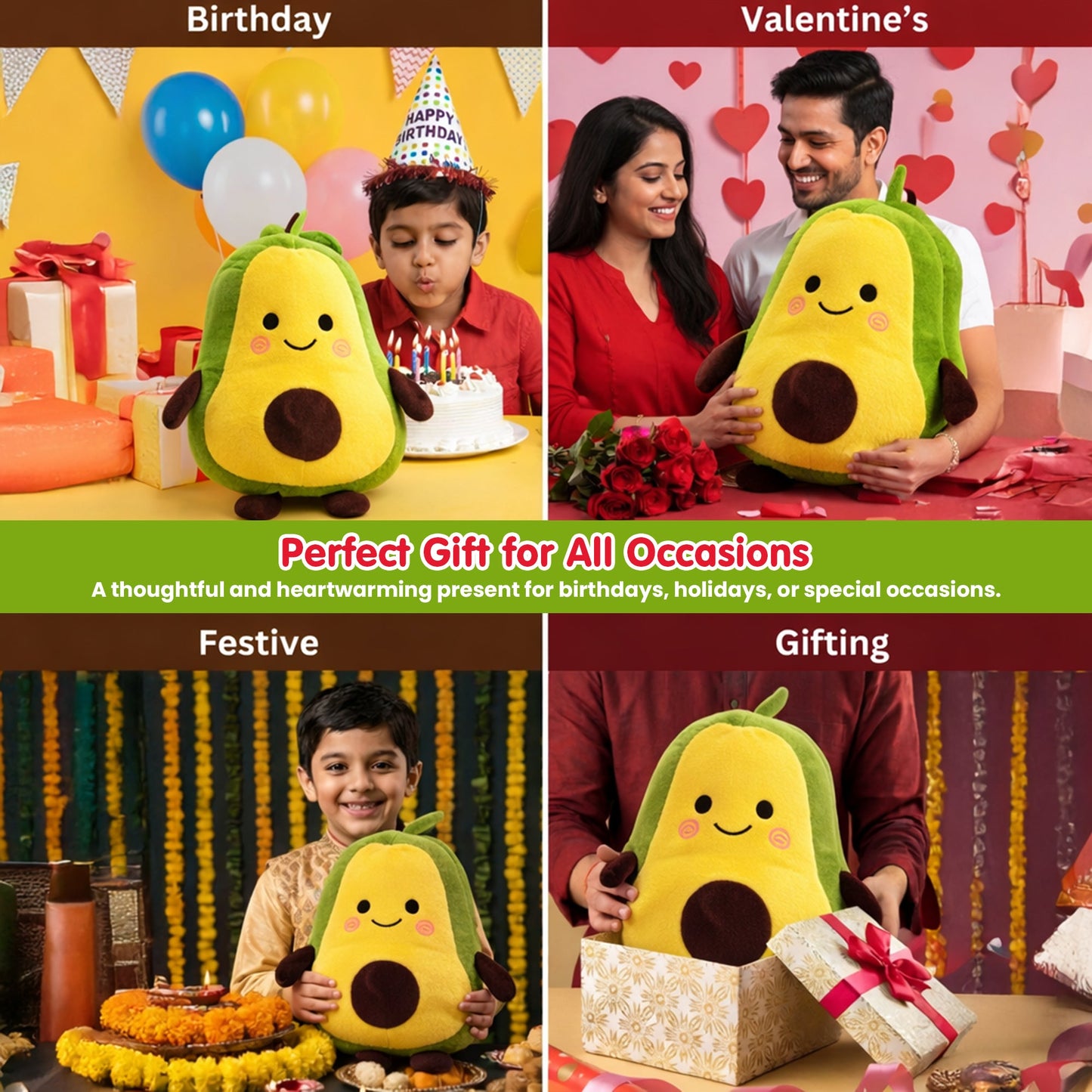 Super Soft Avocado Cushion Plush Toy