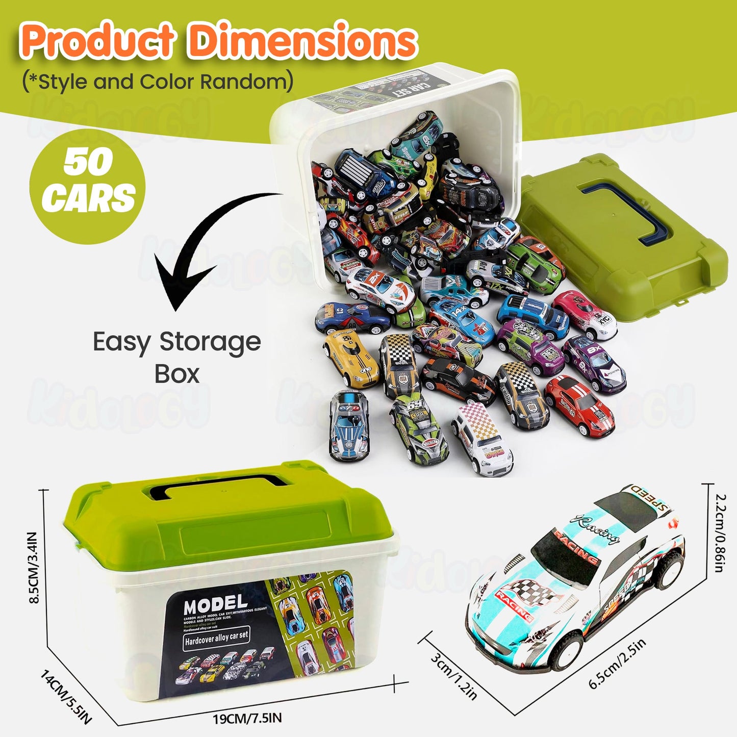 50 Pcs Unbreakable Die Cast Cars with Storage Box