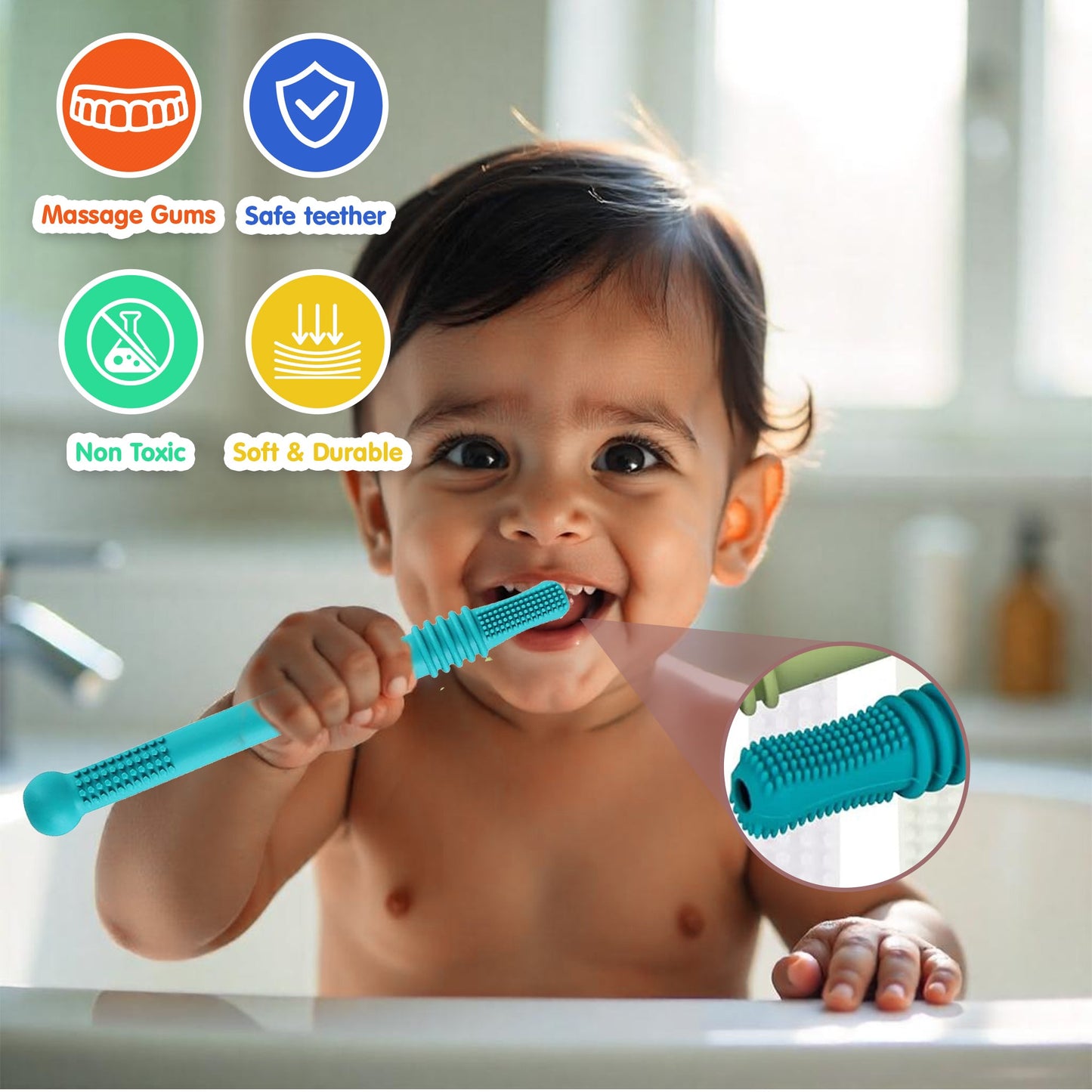 Silicone Tube Teething for Toddlers – Set of 3
