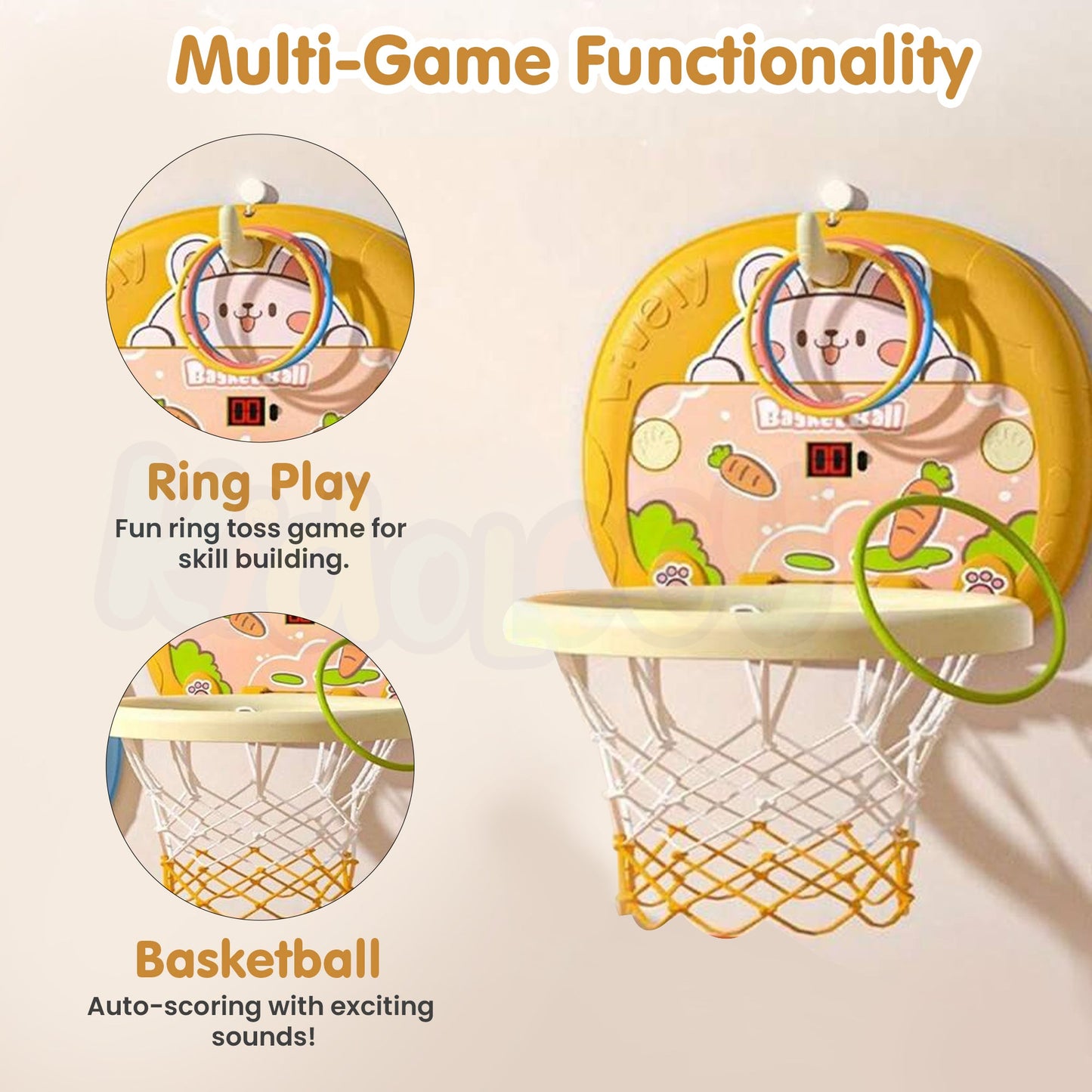 2-in-1 Ultimate Indoor Fun: Basketball + Ring Toss Game Set