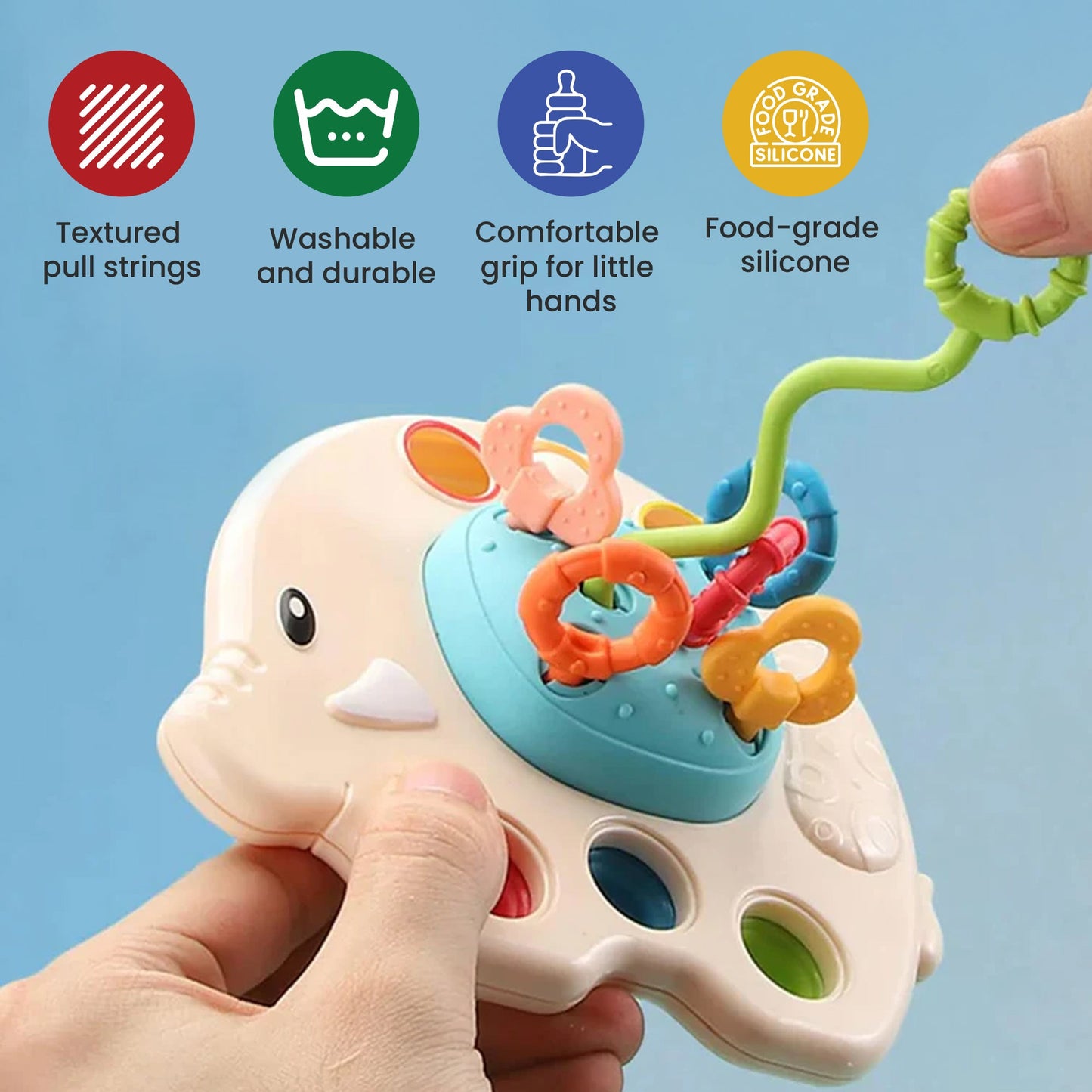 Elephant Pull String Montessori Baby Toy