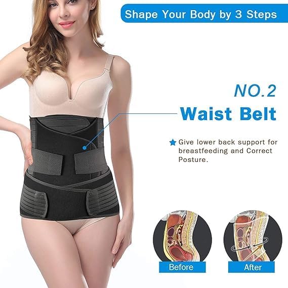 3 in 1 Postpartum Recovery Belt - Post Pregnancy Abdominal Belt for Back Pain and Waist/Pelvis Support