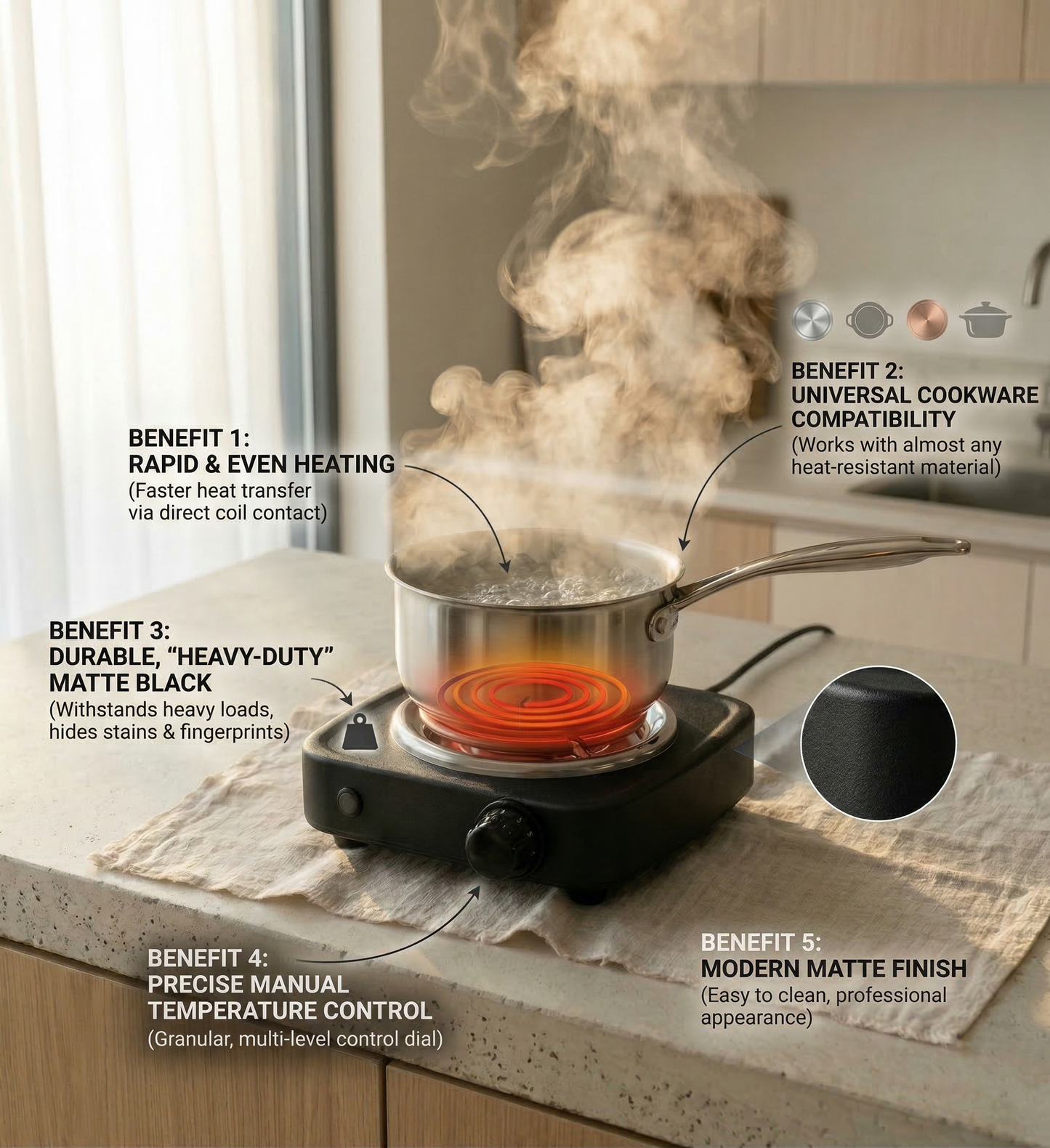 Styleadda™ Electric Coil Stove – No Gas Cooking Anywhere