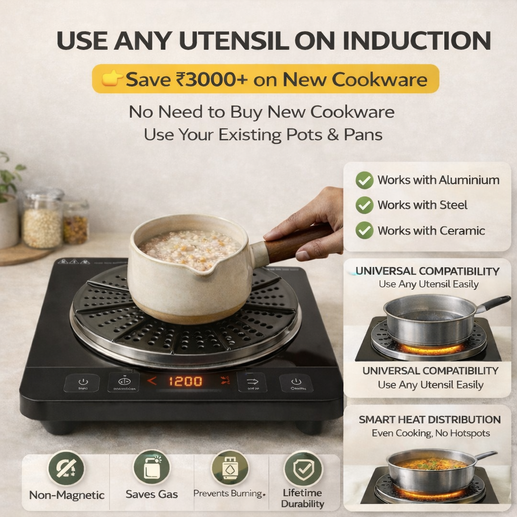 Styleadda™ Induction Converter Plate – Use Any Utensil on Induction