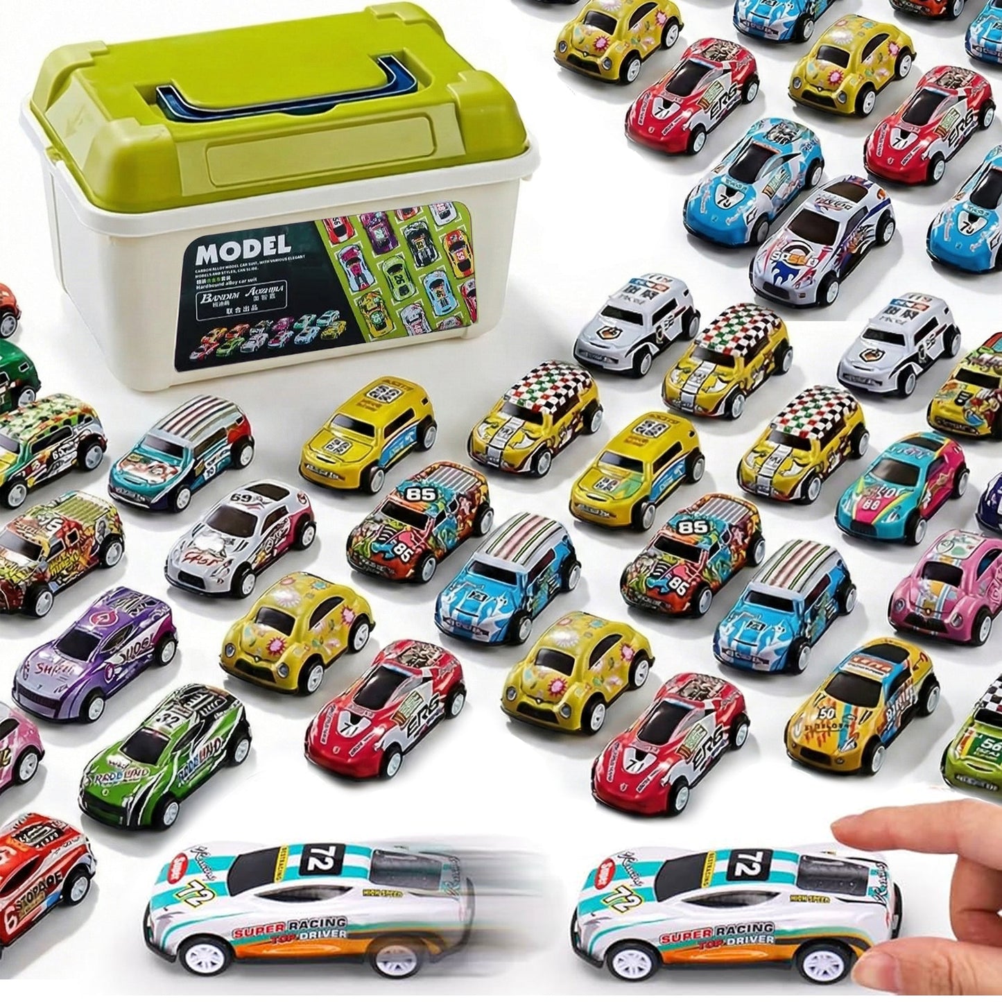 50 Pcs Unbreakable Die Cast Cars with Storage Box