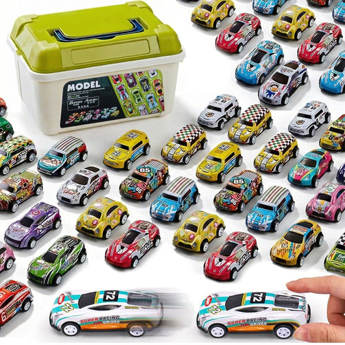 50 Pcs Unbreakable Die Cast Cars with Storage Box